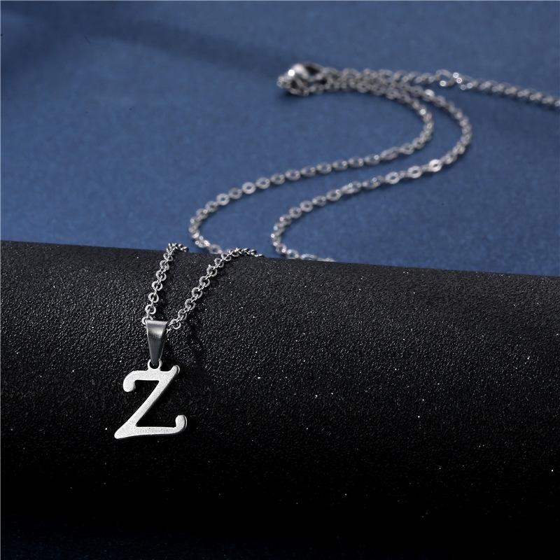 Fashion Initial Letter Pendant Necklace for Women Simple Stainless Steel Letter Glossy Clavicle Chain Choker Necklaces Jewelry