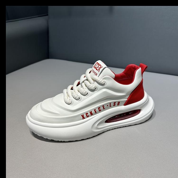 Autumn new low-top leather surface comfortable thick-soled air cushion dad shoes light, casual, comfortable and breathable low-top
