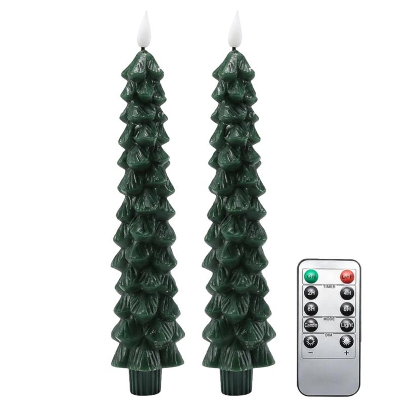Christmas Tree Shaped Candles with Gold Powder Decorative Table Ornaments for Home Party New Year Xmas Festival Holiday Decoration