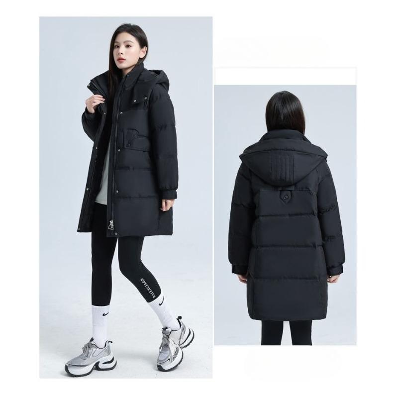 Winter Locker Mode Übergröße Verdickter Baumwollmantel Damen Lange Länge Reine Farbe Jacke