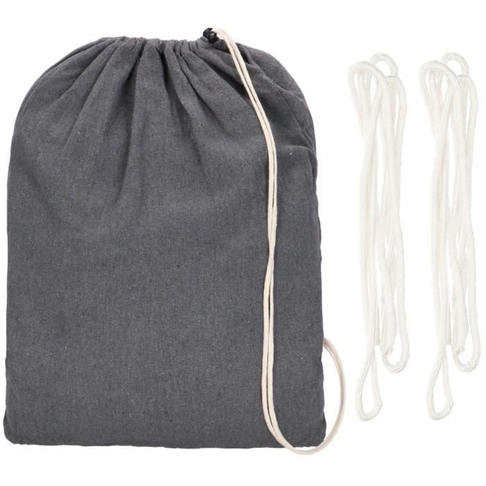 Hamac double - SPRINGOS - Gris - 200 x 150 cm - 200 kg - Avec franges