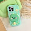 For iPhone 16 Pro Max Silicone Case Cute Dinosaur Mirror Design Shockproof Phone Back Cover