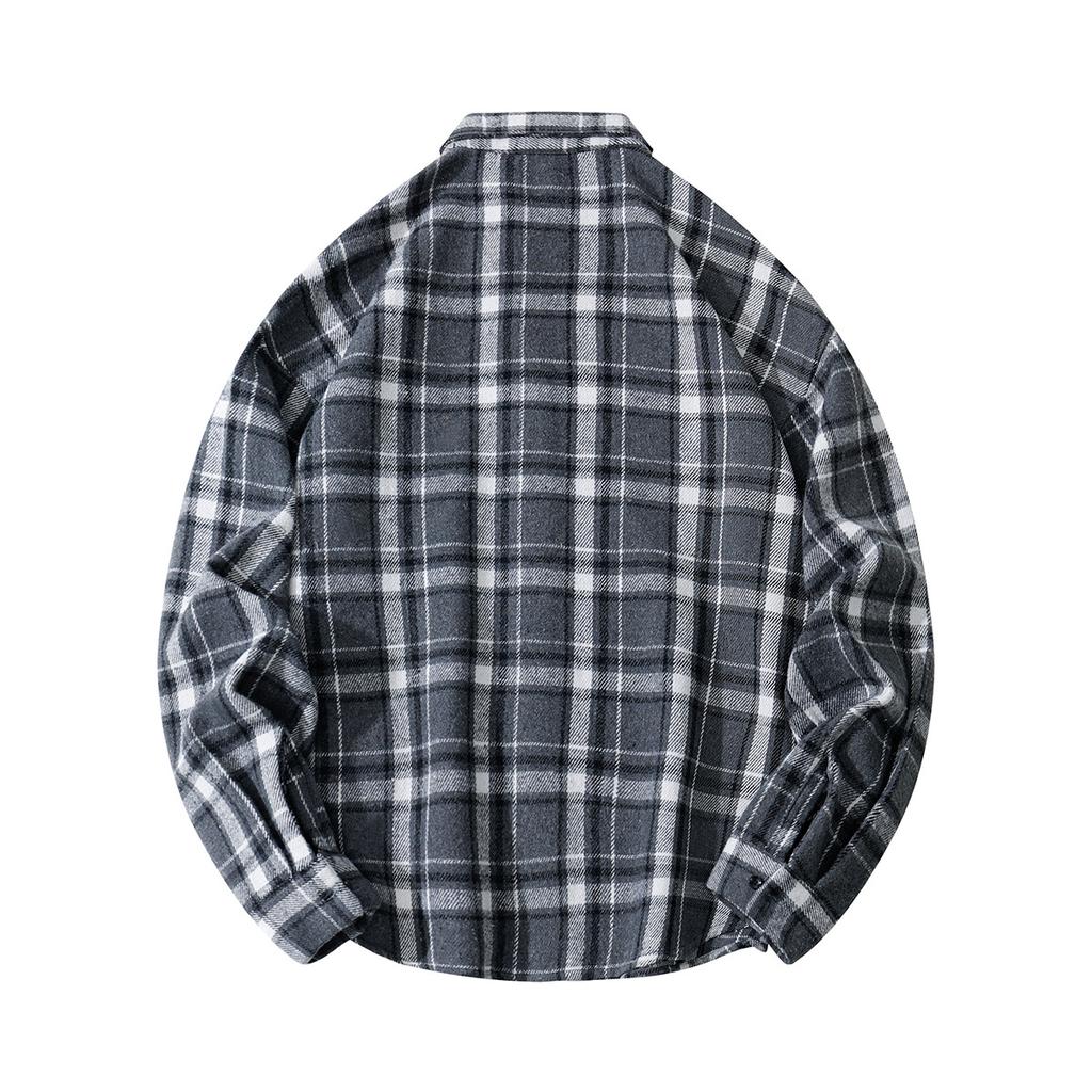 Autumn Men'S Abraded Thickened Plaid Long Sleeve Shirt Men'S Casual Loose Shirt Jacket