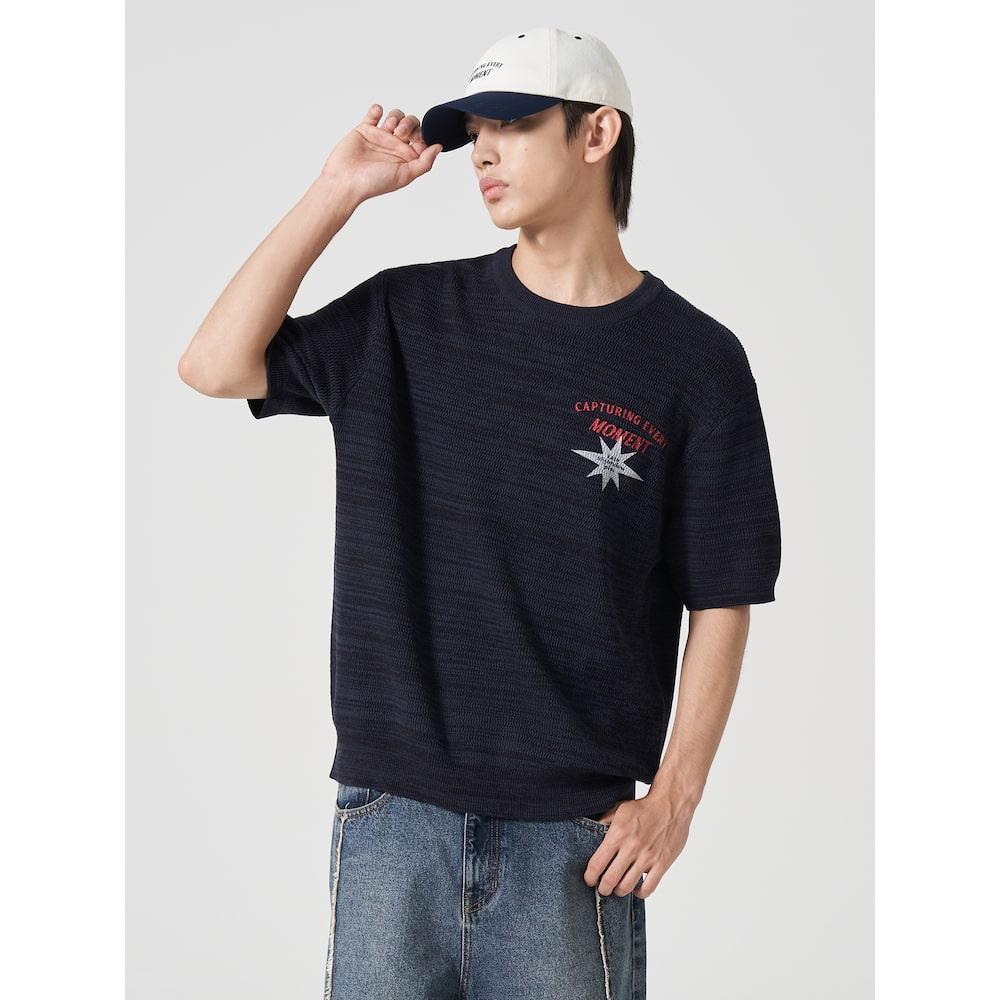 8seconds Mini Print Knit Short Sleeve Knit Navy (264751Cy1R)