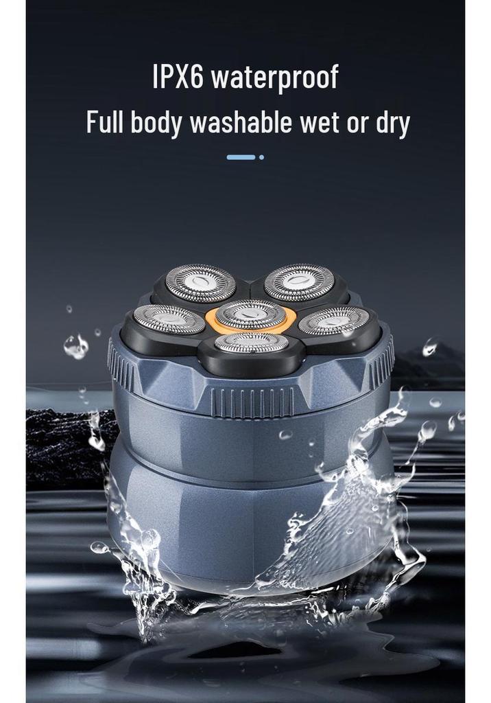 High-Power Washable 6D Bald Head & Beard Trimmer with Magnetic Blades for Men