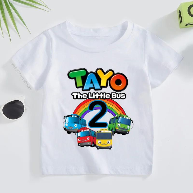 Tayo the Little Bus 19 Digital Truck Print Summer Cute Cotton Comfortable Childrens Short Sleeved Top