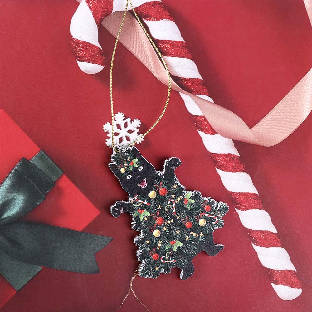 Wiszący wisiorek świąteczny 2D akrylowy czarny kot samochód wisiorek Xmas czarny kot wisiorek festiwal impreza