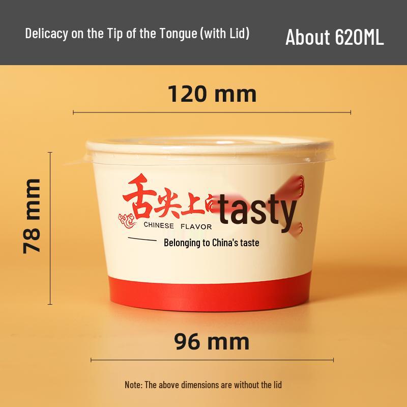 Zesílená jednorázová papírová miska s víčkem na svačiny s sebou