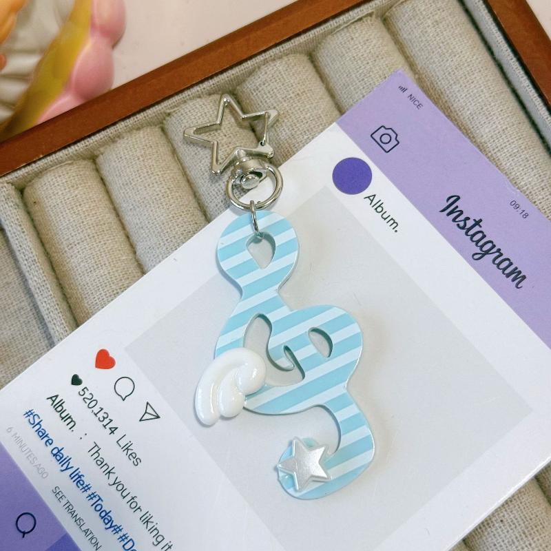 Y2K Musical Notes Heart Pendant For Women Sweet Cute Bag Charms Keychain Jewelry Trendy Chain