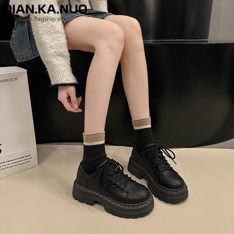 Fashion All-Match British Style Womens Derby Shoes Clogs Platform Autumn Loafers With Fur Female Footwear Preppy Leather New Creepers Fa