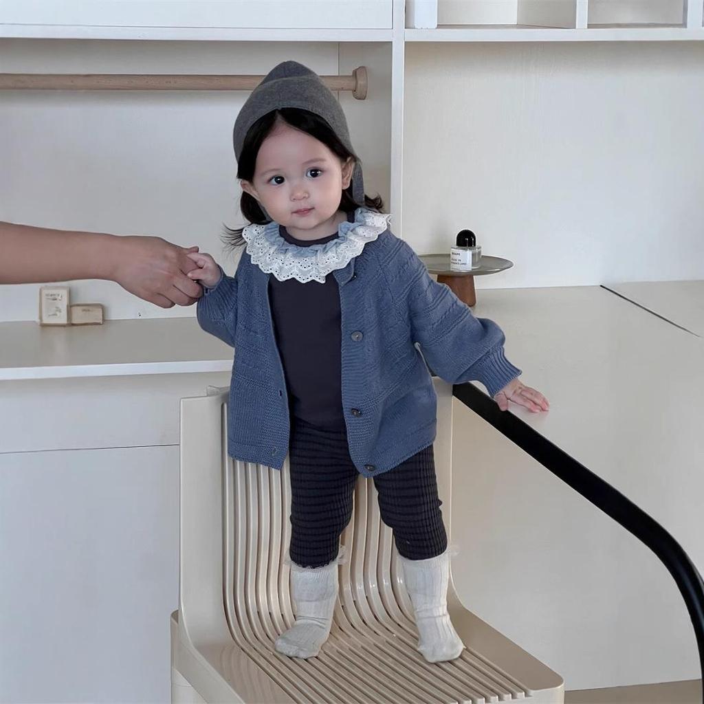 Set de toamnă în stil coreean pentru fete: Cămașă pentru păpuși, colanți mari din PP și palton Cardigan