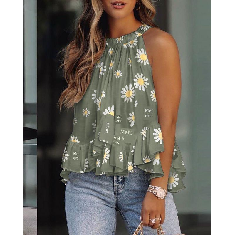 Sexy One-Shoulder Shirt Woman Loose round Neck Sexy off-Shoulder Sleeveless Shirt Tops
