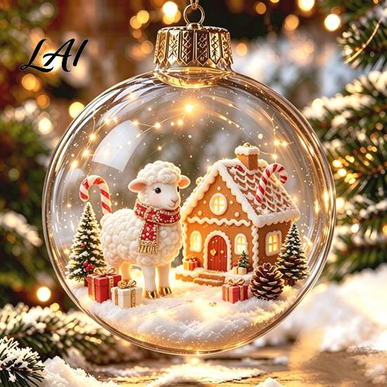 Festive Party Decorations Glowing Christmas Story Ornament Light‑Up Mini Holiday Scene Hanging Ball with Warm Tree Ornaments LED Light Clear