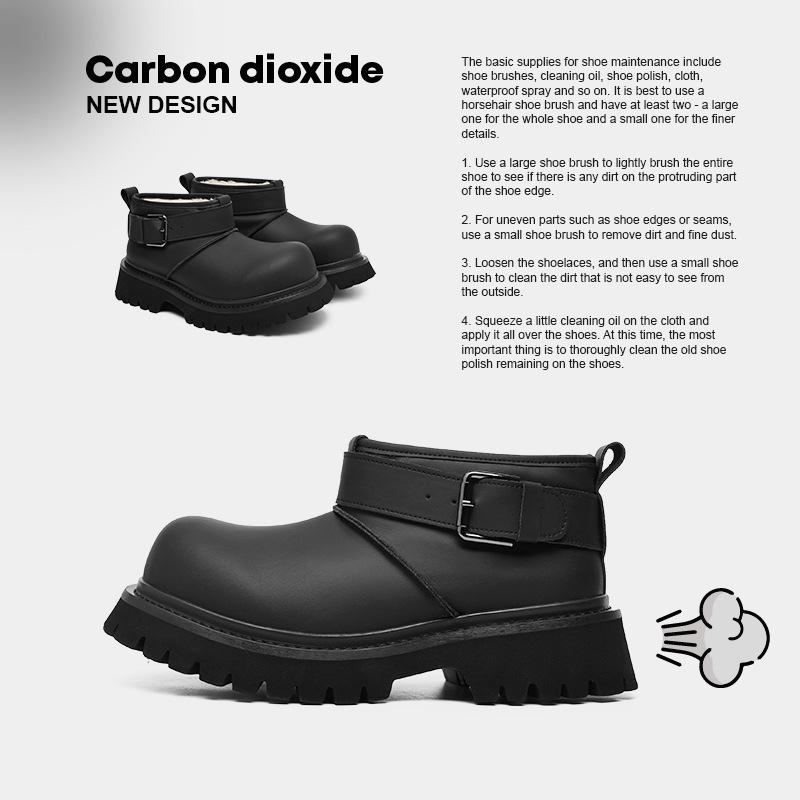 Mickey Big Head Men's Shoes Winter New Velvet Thickened Cold-proof Thick-soled Couple Outdoor Trend Derby Shoes