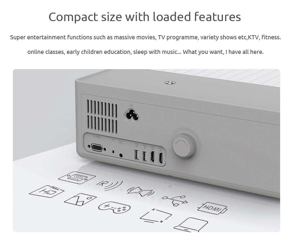VAABZZ D4000 LCD Projector 120W LED 600ANSI 4K HD 1080P 2*Speaker 2.4G/5G WiFi Bluetooth 4.0