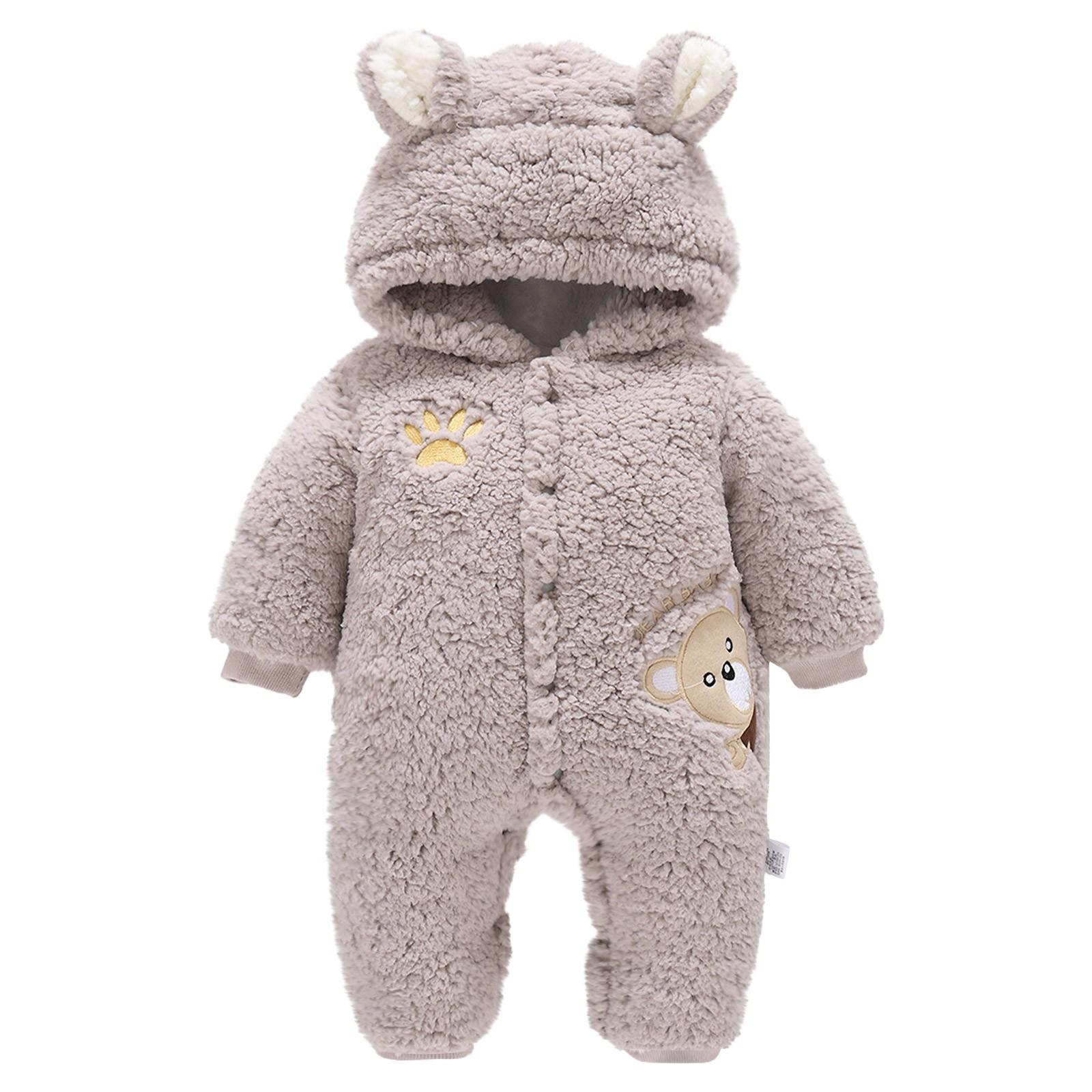 

Комбинезон с капюшоном и вышивкой для новорожденных мальчиков и девочек, теплая одежда 80