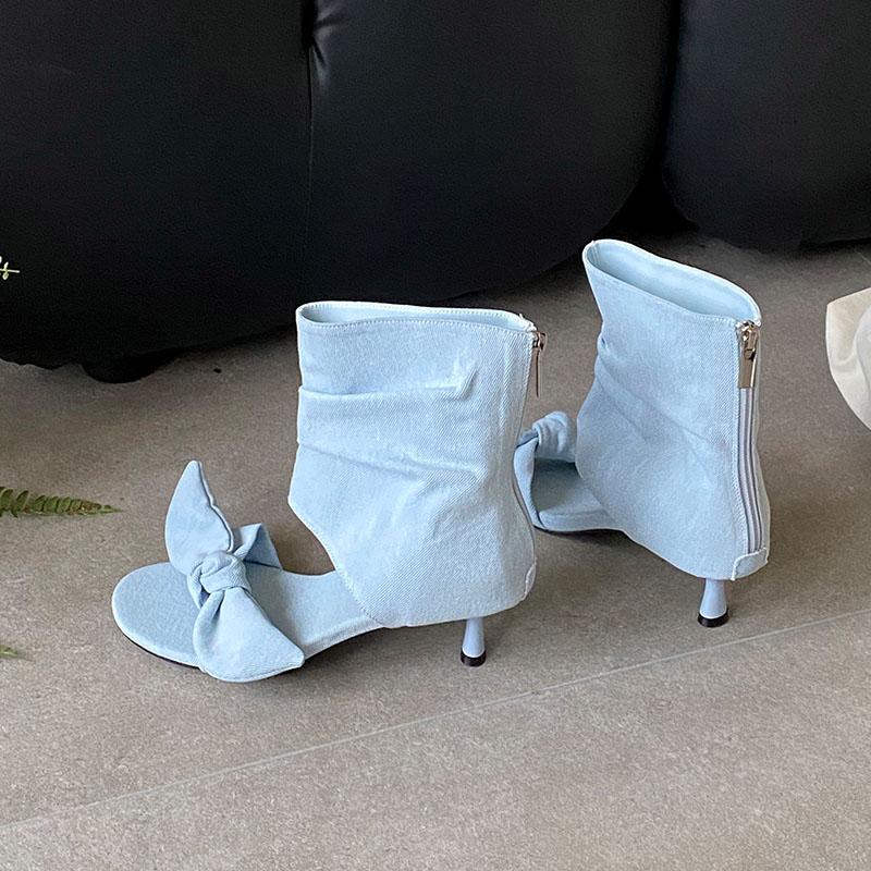 Fashion Fashion Open Toe Footwear Low Heel Ladies Modern Ankle Boots Shoes Female Butterfly-Knot Women Sandals Booties Zippers Shoes