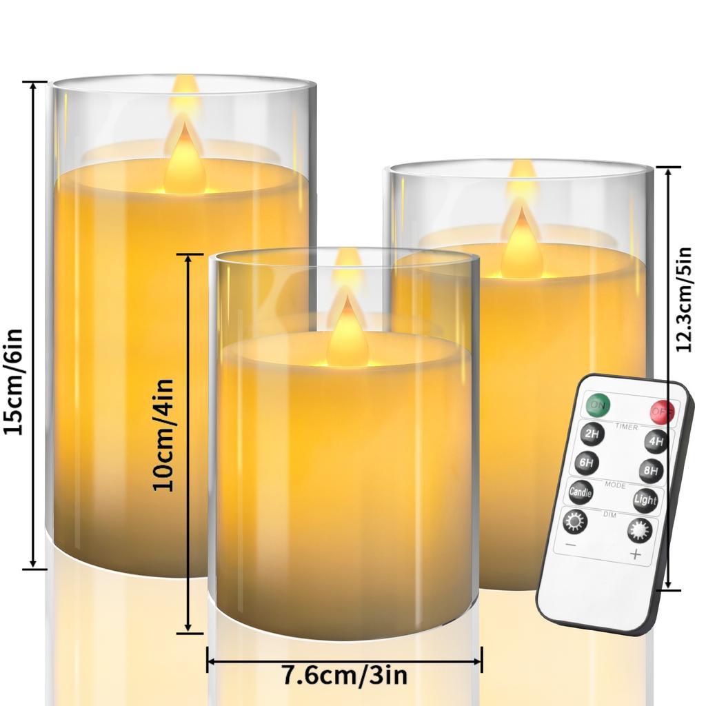 Flickering Flameless Candles with Lampshade Battery Operated 3D Wick LED Candles for Christmas Romantic Ambience Wedding Decor