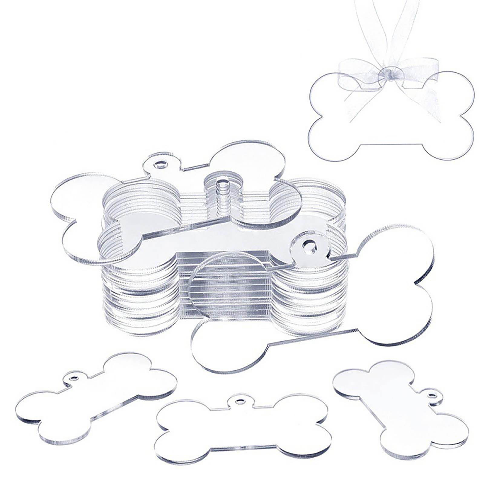 

10 шт., прозрачные акриловые рождественские украшения для собак Bo-ne, пустые прозрачные украшения для рождественской елки, акриловые украшения с лентой для рождественских праздничных тегов One Size