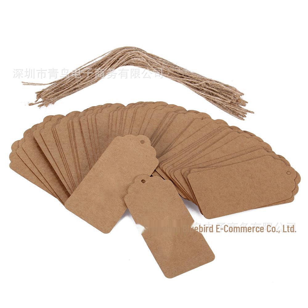 Kraftpapier-Anhänger mit gewellter Oberseite und abgerundeten Ecken (45 x 95 mm), Leere DIY Wunschflaschenkarte