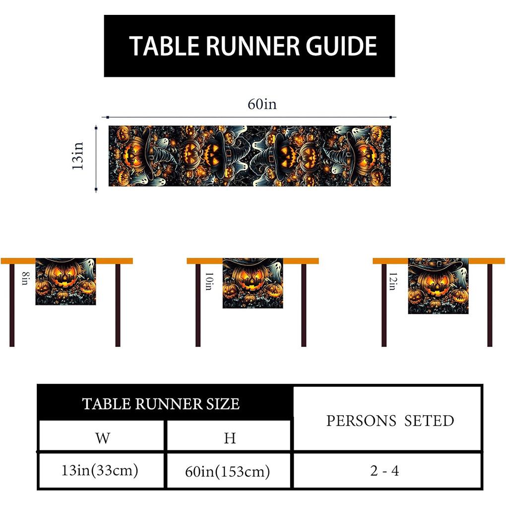 2025 Durable Halloween Table Runner Made Of Durable 100 Polyester Fabric Halloween Decor Elegant 33X183cm/33X120cm/33X275cm