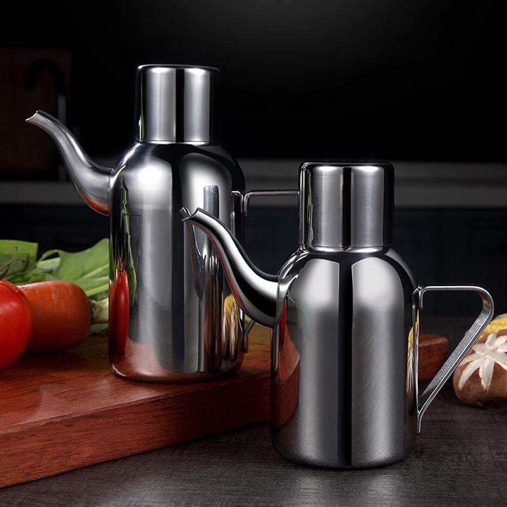 Stainless Steel Oil Dispenser Large Capacity Smooth Edges Easy Clean Kitchen Seasoning Bottle For Oil Soy Sauce