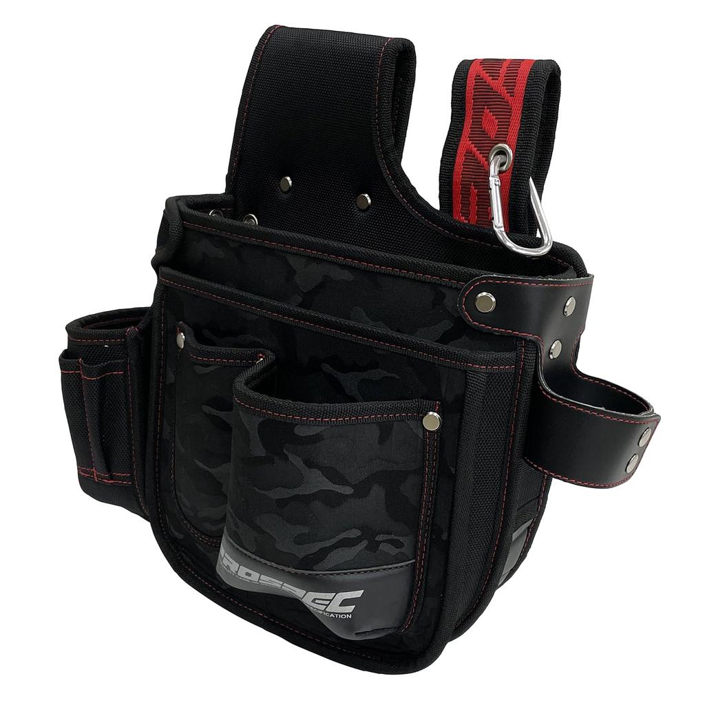 SK11 Nail Bag with Holder, Reinforced Bottom, Black Camouflage Fabric, and Unique Belt Loops, PRO-RD15 Camouflage Black