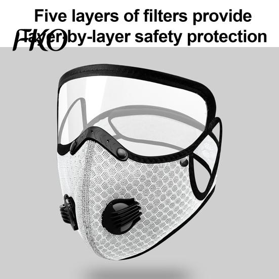 Outdoor Face Guard Reusable Carbon Filter Dust Mask with Adjustable Goggles, 6-Layer Protection 10 Filters, Breathing Valve, Eye