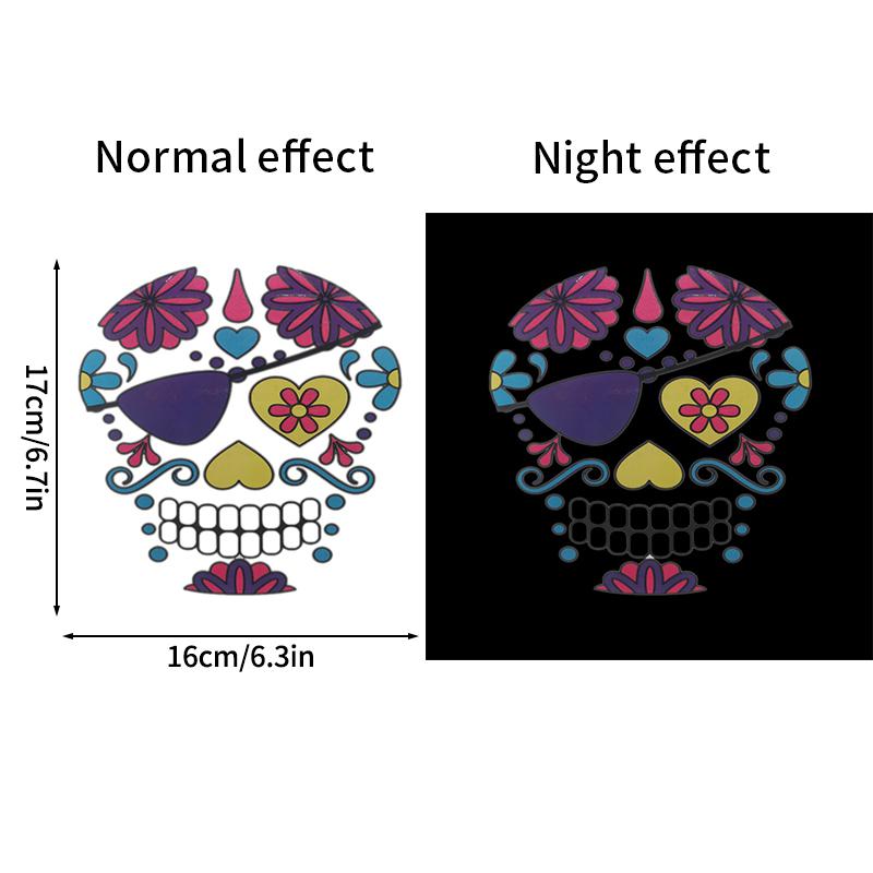 

Luminous Halloween Facial Tattoo Sticker Fluorescent Full Face Temporary Tattoos Halloween Day Of The Dead Dress Up Decor