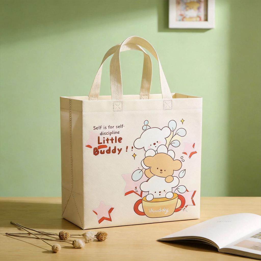 12pcs Children Day Canvas Gift Tote Bags Cute Cartoon Bags for Kids Party Birthday Party Favor Kindergarten School Gift Bags