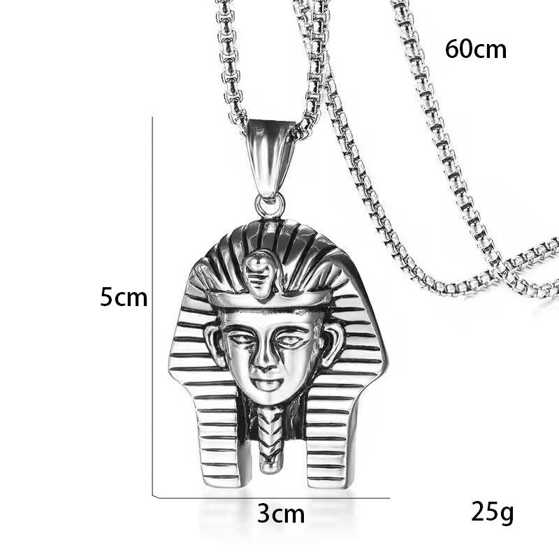 Fashion Hiphop Necklace Men'S Egyptian Pharaoh Pendant Necklace Titanium Steel Ornament Personalized Hip Hop Accessories