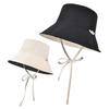Reversible Bucket Hat with Chin Strap, Sun Protection Windproof Fisherman Cap for Women