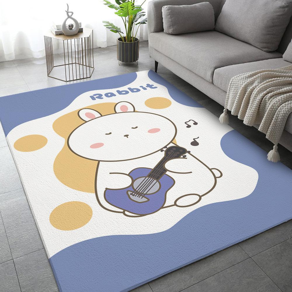 Kawaii Rabbit Rug Cartoon Animal Velvet Baby Room Floor Mat For The Living Room Bedroom Decor Carpet Home Kitchen Bath Tapis
