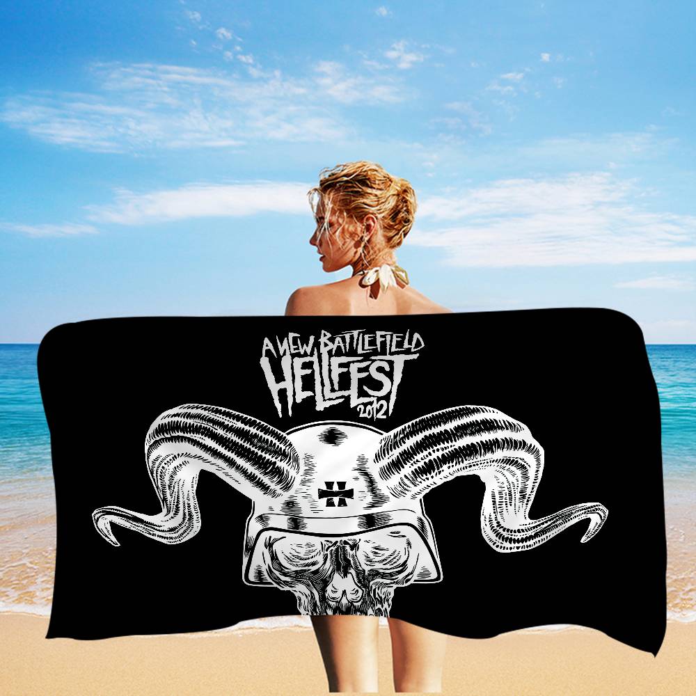 

Famous Music Festival H-Hellfest Microfiber Blanket Quick Drying Beach Towels Oversized Printing Super Absorbent Towel Blanket W40*H60(CM)