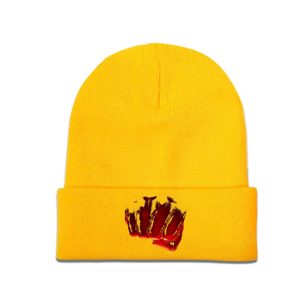 One Punch Man Aitama Knitted Caps for Women Unisex Beanie Winter Hat Polyester Saitama OPM Oppai Anime Manga Casual Cap