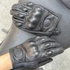 Retro Motorcycle Gloves Perforated Glove Breathable Genuine Leather Black All Seasons Moto Racing Cycling Motocross Bike Knight