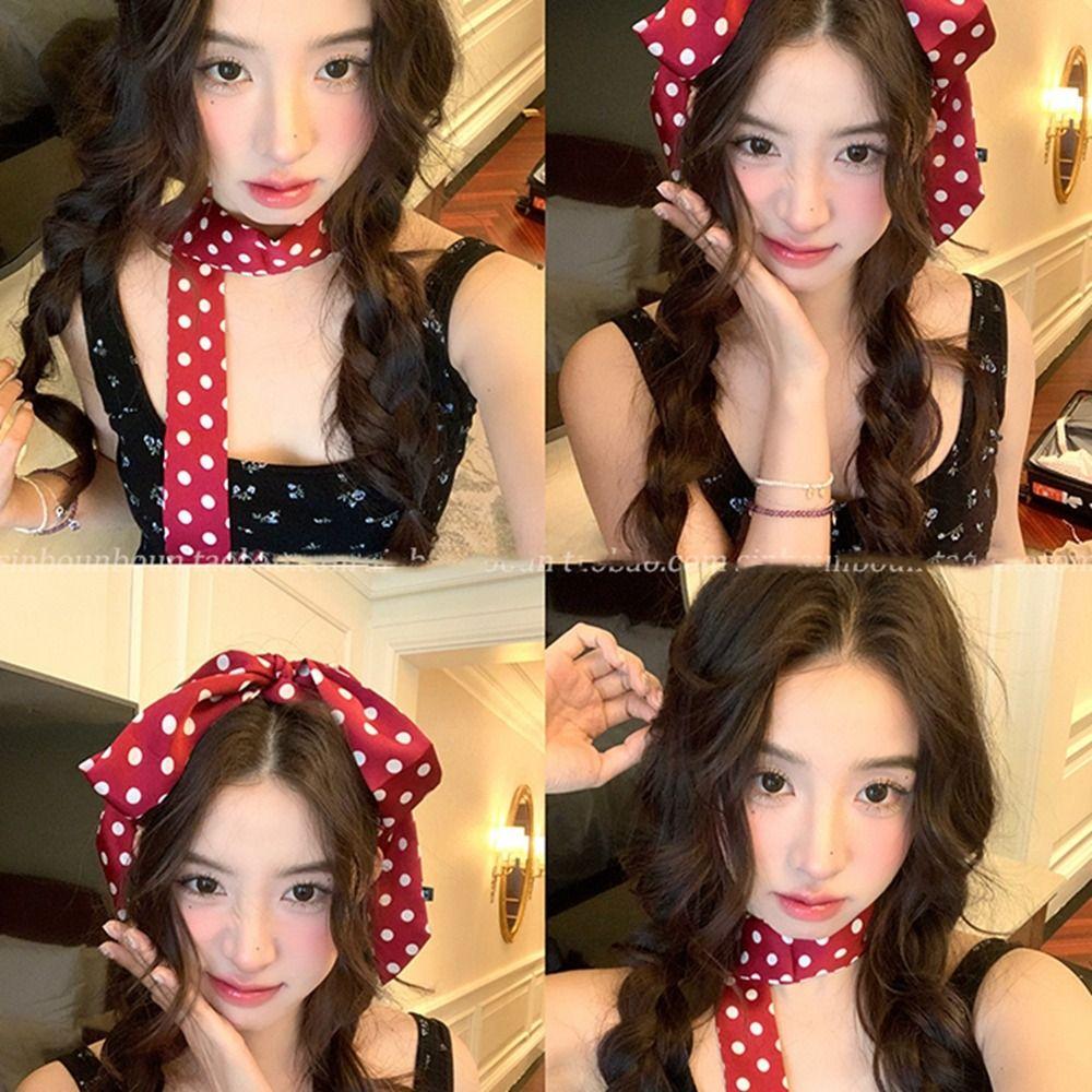 Retro Polka Dot Scarf Printed Long Scarves Luxury Scarf Headband  Wedding