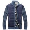 Winter Men's Warm Knitted Jacket with Plush and Thick Standing Collar Men's Loose Size Padded Cardigan