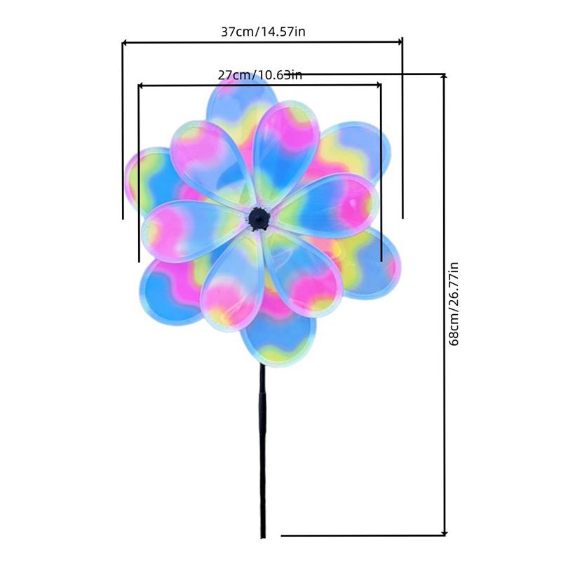 1 Piece Colorful Film Double-Layer Sunflower Windmill Rotating Sunflower Wind Spinner Stake Standing Lawn Flower Pinwheel