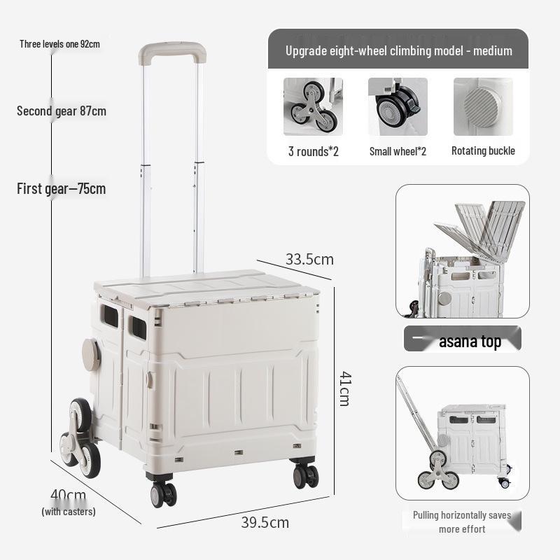 Portable Stair-Climbing Trolley: Folding Cart for Groceries, Camping, and Outdoor Use