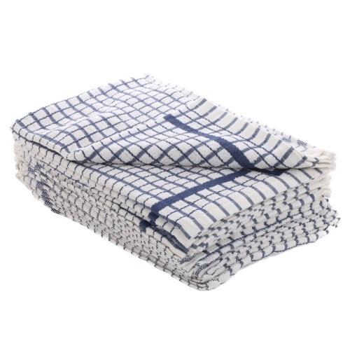No 50 Terry Check Tea Towel Blue