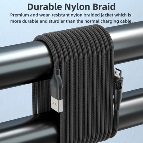 Micro USB Cable L Shape 180 Degree Rotation 2.4A Quick Charging & Data Transfer Made of Reinforced TPE USB Type A to Micro B Cable Micro Charging Cord