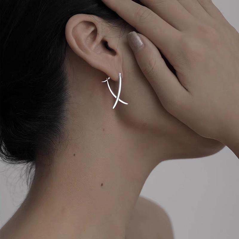 925 Silver Geometric Shape Stud Earrings Charm Personality Woman Earrings Birthday Gift for Friends Exquisite Jewelry