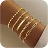 Bracelets en or pour femmes Ensemble de bracelets pour femmes Bracelets en or à empiler Avec perles, Cubain, Trombone, Serpent, Corde Cadeaux pour femmes