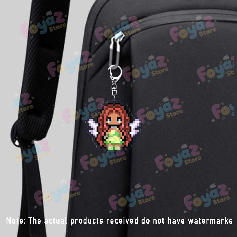 Cartoon Pixel Fairy Keychains for Accessories Bag Charm Stella Musa Tecna Magical Girl Fairies Keyrings Jewelry Friends Gifts