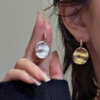 Orecchini rotondi irregolari plissettati smerigliati geometrici per donna, temperamento versatile, regali di gioielli alla moda per feste