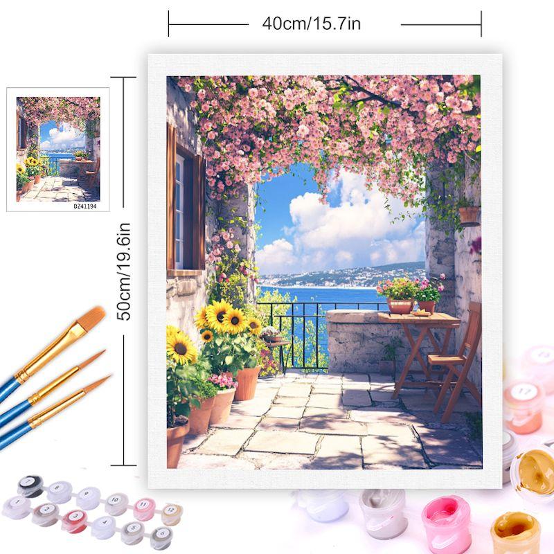 CHENISTORY Paint By Numbers For Adults Pink Scenery Handpainted Oil Painting Picture Drawing For Home Decor Unique Gift