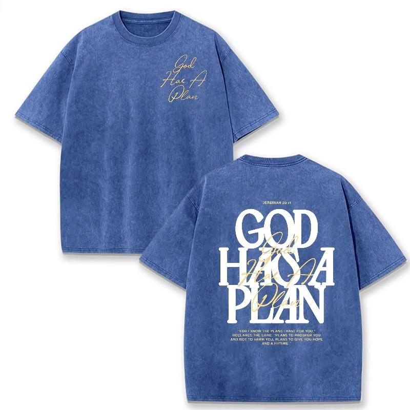 Retro Acid Wash Oversized T-shirt Front Back Bible Verse Inspirational Text Graphic Casual Daily Tops Asian Size