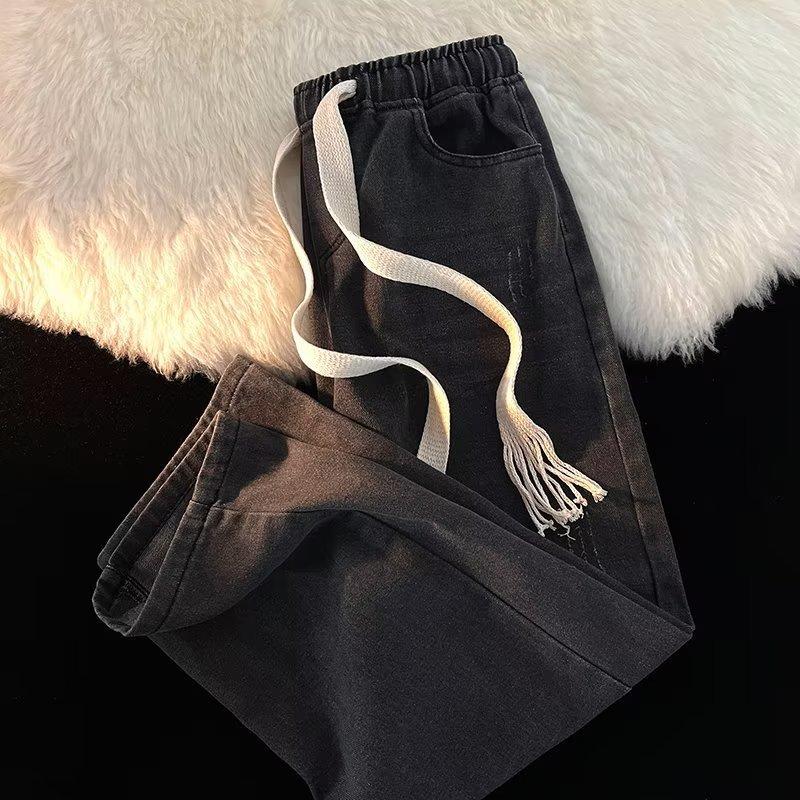 Джинсы JYL мужские с необработанным краем укороченные корейские узкие прямые джинсовые XXXL