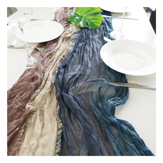6Ft Cheesecloth Table Runner Bohemian Table Runner Farmhouse Table Runner for Wedding Holiday Birthday Bridal Shower Party One Size F
